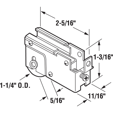 Prime-Line 1-1/4 in. Nylon Ball Bearing Sliding Door Roller Assembly, for Lupton Single Pack D 1539